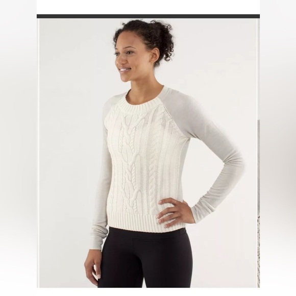 Lululemon St. Moritz Cable Knit Polar Cream Wool Sweater - Picture 1 of 9